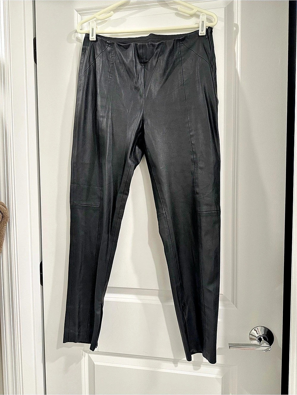 Zara Basic Faux Leather Ankle-Zip Leggings Black Small